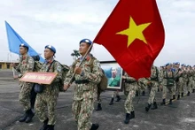La force vietnamienne de maintien de la paix part pour les missions des Nations Unies à la Force intérimaire de Sécurité des Nations Unies pour Abiyé (FISNUA)Photo : VNA.