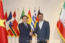 Le Président de l’Assemblée nationale (AN), Vuong Dinh Huê (à gauche), et le Premier vice-président iranien, Mohammad Mokhber. Photo : VNA.
