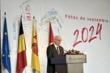 Le représentant de la délégation de Wallonie-Bruxelles au Vietnam, Pierre Du Ville, s'exprime lors de la cérémonie. Photo : baoquocte.vn