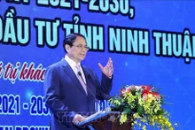 Le Premier ministre Pham Minh Chinh lors de la conférence sur la planification et la promotion de l’investissement dans la province de Ninh Thuân. Photo: VNA