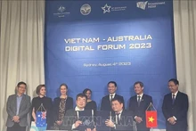 L'UTS signe un protocole d'accord avec l'Institut vietnamien des postes et télécommunications en août 2023. Photo d'archives : VNA. 