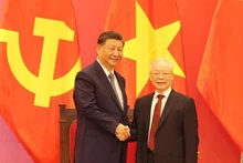 Le Secrétaire général du Parti communiste du Vietnam, Nguyên Phu Trong (à droite) et le Secrétaire général du Comité central du Parti communiste chinois (PCC) et Président de la République populaire de Chine, Xi Jinping. Photo : VNA.