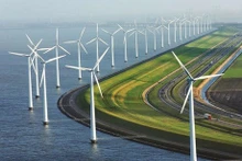Modèle d'un projet d'énergie éolienne offshore. Photo: EVN