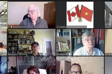 Des délégués lors du webinaire intitulé "Hô Chi Minh et la politique extérieure". Photo : VNA.