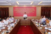 Le chef de la Commission centrale de propagande et de mobilisation de masse, Nguyen Trong Nghia, prend la parole. Photo : VNA.