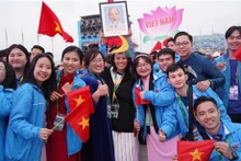 Les membres de la délégation vietnamienne Festival mondial de la jeunesse, à Sotchi, en Russie. Photo : VNA.