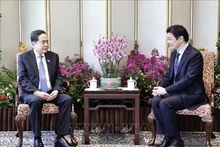 Le président de l'Assemblée nationale, Tran Thanh Man (gauche), et le Premier ministre singapourien, Lawrence Wong. Photo : VNA.