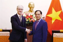 Le ministre des Affaires étrangères, Bùi Thanh Son (à droite), et le secrétaire d'État norvégien aux Affaires étrangères, Erling Rimestad. Photo : VNA.