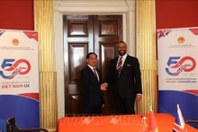 Le ministre vietnamien des Affaires étrangères, Bùi Thanh Son (à gauche) et le secrétaire d'État britannique aux Affaires étrangères, James Cleverly. Photo : VNA.