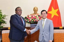 Le vice-ministre vietnamien des Affaires étrangères, Ha Kim Ngoc (à droite), et son homologue haïtien Azad Pierre Nasser Belfort. Photo: baoquocte.vn