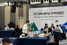 Événement commercial entre deux délégations commerciales de la ville de Daegu et de la province de Gyeongbuk avec des importateurs vietnamiens. Photo : Kotra.