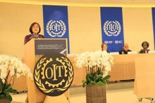L’ambassadrice Lê Thi Tuyêt Mai lors de sa 111e Conférence internationale du Travail, à Genève, en Suisse. Photo : VNA