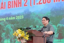 Le Premier ministre Pham Minh Chinh s'exprime lors de la cérémonie d'inauguration de la centrale thermique Thai Binh 2. Photo : VNA.