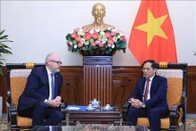 Le ministre des Affaires étrangères, Bùi Thanh Son (à droite), et le sénateur australien Tim Ayres, ministre du Commerce et aussi ministre de la Fabrication, en visite de travail au Vietnam. Photo : VNA.
