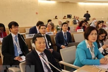 L'ambassadrice Lê Thi Tuyêt Mai lors du débat général sur le Rapport annuel du Haut-Commissaire des Nations Unies aux droits de l'homme, Volker Türk, concernant la situation des droits de l'homme dans le monde. Photo : VNA.