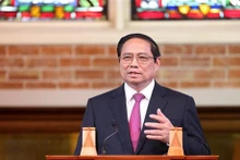 Le PM Pham Minh Chinh prononce un discours politique à l'Université Victoria de Wellington. Photo : VNA.