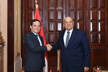Le Vice-Premier ministre vietnamien, Trân Luu Quang (à gauche) et le Président du Sénat égyptien, Abdel-Wahab Abdel-Razek. Photo : VGP.