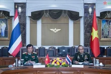 Le vice-ministre vietnamien de la Défense, Hoàng Xuân Chiên (à gauche), et le secrétaire permanent du ministère thaïlandais de la Défense, Sanitchanok Sangkachan, lors du 4e Dialogue sur la politique de défense Vietnam - Thaïlande. Photo : QDND.