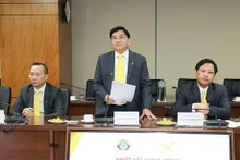 Le président du conseil d'administration de la Poste du Vietnam, Nguyen Hai Thanh, s'exprime lors de la cérémonie d'accueil de la délégation du ministère lao de la Technologie et des Communications. Photo: vnpost.vn