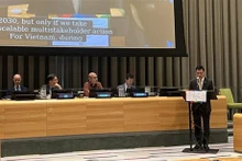 L'ambassadeur Dang Hoang Giang, chef de la Mission permanente du Vietnam auprès de l'ONU, prend la parole. Photo: VNA