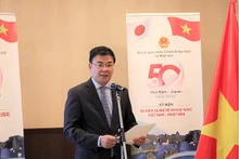L'Ambassadeur Pham Quang Hiêu prend la parole lors de la conférence de presse pour annoncer le Festival du Vietnam au Japon. Photo : VNA.