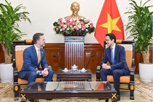 Le vice-ministre des Affaires étrangères Dô Hung Viêt (à droite) et le représentant en chef du Fonds des Nations Unies pour la population (FNUAP) au Vietnam, Matthew David Jackson (à gauche). Photo : baoquocte.vn