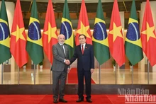 Le président de l'Assemblée nationale du Vietnam, Tran Thanh Man (droite) et le président brésilien Luiz Inácio Lula da Silva. Photo : NDEL.
