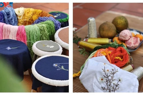 Des outils indispensables pour la broderie. Photo : VOV5.
