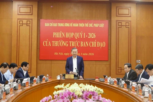 Le secrétaire général To Lam lors de la réunion. Photo : VNA.