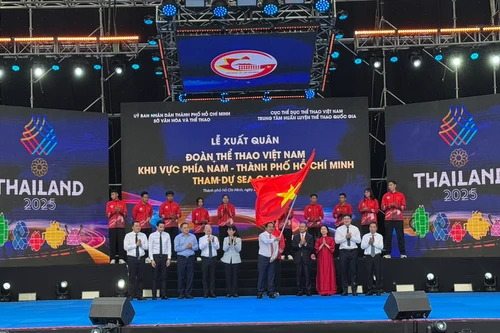 Cérémonie de départ de la délégation sportive du Sud du Vietnam pour les SEA Games 33. Photo: VNA