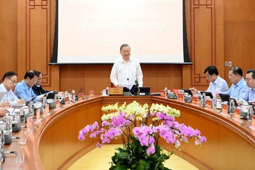 Le Comité directeur central chargé du développement des science, des technologies, de l’innovation et de la transformation numérique a tenu une réunion thématique consacrée aux technologies stratégiques. Photo : VNA