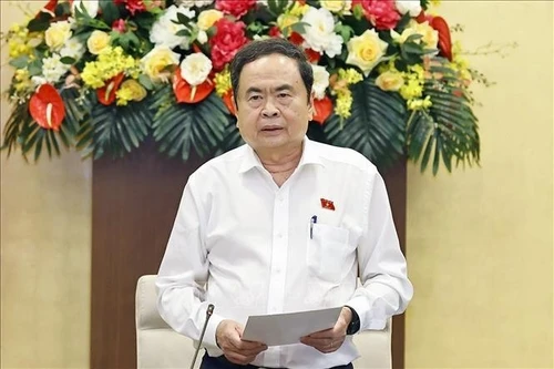 Le président de l'Assemblée nationale Tran Thanh Man s'exprime lors de la clôture de la 47e réunion du Comité permanent de l'Assemblée nationale. Photo : VNA.