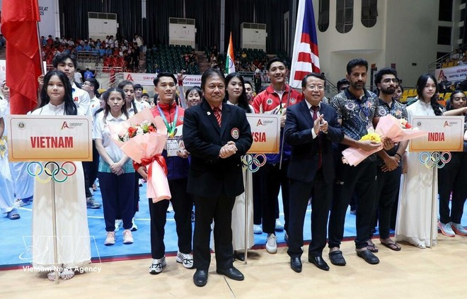 Ouverture des 9es Championnats d’Asie de pencak silat 2025, à Hà Tinh. Photo : VNA.