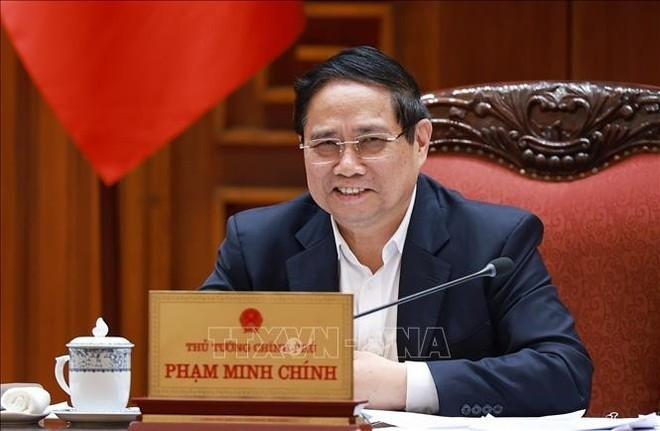 Le Premier ministre Pham Minh Chinh lors de la réunion, à Hanoi, le 1er juillet. Photo : VNA Le Premier ministre Pham Minh Chinh lors de la réunion, à Hanoi, le 1er juillet. Photo : VNA