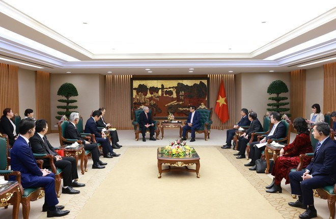 Réception de la délégation de l’Association d’amitié Japon–Vietnam de la région du Kansai. Photo: VNA