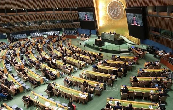 Vue générale de la séance plénière consacrée à l&apos;élection des membres du Conseil des droits de l&apos;homme de l&apos;ONU pour le mandat 2026-2028. (Photo : VNA)