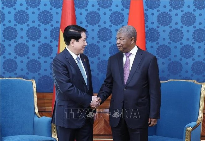 Le président Luong Cuong, et son homologue angolais, João Manuel Gonçalves Lourenço. Photo : VNA. Le président Luong Cuong, et son homologue angolais, João Manuel Gonçalves Lourenço. Photo : VNA.