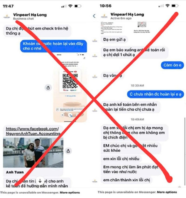 Message frauduleux envoyé aux clients par des cybercriminels. Photo : nhandan.vn image-80.jpg