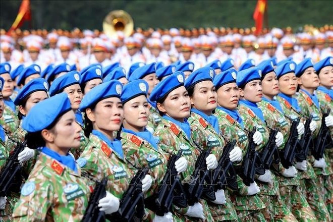 Bloc des femmes vietnamiennes des opérations de maintien de la paix. Photo: VNA Bloc des femmes vietnamiennes des opérations de maintien de la paix. Photo: VNA