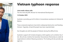 Dans un communiqué publié le 14 octobre, le ministère australien des Affaires étrangères a exprimé ses condoléances aux victimes des tempêtes Bualoi (n°10) et Matmo (n°11) au Vietnam. Photo: VNA