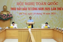 Le Premier ministre Pham Minh Chinh lors de la visioconférence. Photo : VNA.
