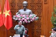 Le Premier ministre Pham Minh Chinh lors de la réunion. Photo : VNA.