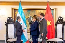 L’ambassadeur du Vietnam au Mexique et au Honduras, Nguyên Van Hai, présente les lettres de créance du président Luong Cuong à la présidente hondurienne Xiomara Castro. Photo : VNA.