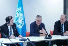Jean-Pierre Lacroix, Secrétaire général adjoint aux opérations de paix de l'ONU, s'exprime lors d'une conférence de presse à Hanoï. Photo : VNA.
