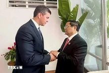 Dans l'après-midi du 19 novembre 2024, lors de sa participation au sommet du G20 à Rio de Janeiro (Brésil), le Premier ministre Pham Minh Chinh a rencontré le président paraguayen Santiago Pena. Photo : VNA.
