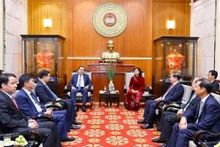 Le 23 février, le président de l’Assemblée nationale (AN), Trân Thanh Mân, est venu présenter ses vœux au Comité central (CC) du Front de la Patrie du Vietnam (FPV). Photo : VOV.