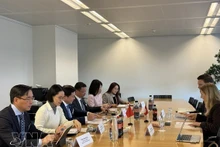 La délégation vietnamienne et les représentants suisses ont discuté du contenu du 19e cycle de négociations en vue de l'accord de libre-échange (ALE) entre le Vietnam et l'AELE. Photo : VNA.