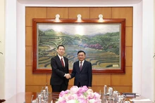 Tran Cam Tu, membre du Bureau politique et membre permanent du Secrétariat du Comité central du Parti communiste du Vietnam (droite) et Tanaka Yu, vice-président du Présidium et chef par intérim du Secrétariat du Parti communiste japonais. Photo : VNA