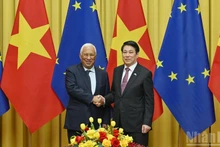 Le président Luong Cuong (à droite) et le président du Conseil européen, António Costa. Photo : NDEL