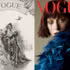 Illustrations d’A.B. Wenzell, publié dans Vogue décembre 1982 (à gauche) et photo d'Ethan James Green, publiée dans Vogue d'octobre 2024. Photo : NDEL